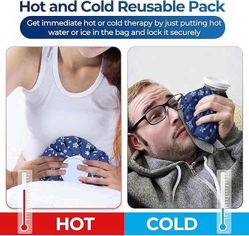 Miniatura 4 de Bolsas de hielo reutilizables para lesiones Ohuhu 3 paquetes de hielo frío, bolsa de hielo, agua caliente, terapia fría y caliente, alivio del dolor