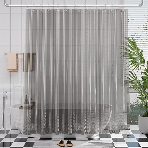 Vista 32 de AmazerBath - Cortina pequeña de plástico transparente para ducha, 36 x 72 pulgadas, de alta resistencia, gruesa, de acetato de vinilo polietileno