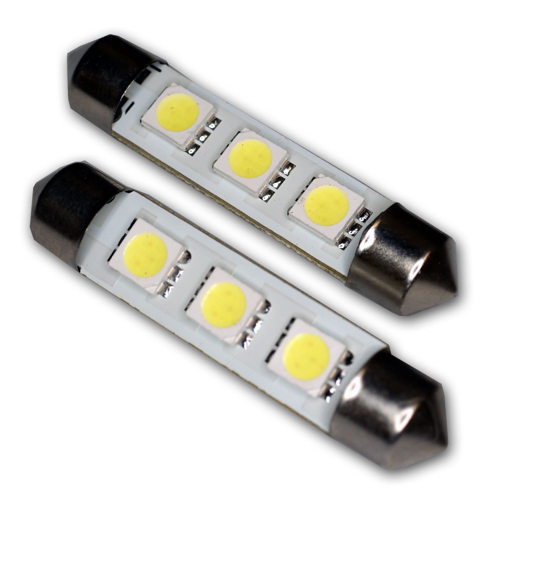 Tuningpros LEDSTL-42M-WS3 Step Light LED Light Bulbs Festoon 42mm, 3 SMD LED White 2-pc Set