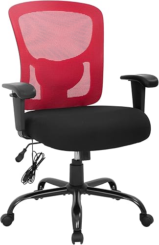 Miniatura 8 de Silla de oficina grande y alta, silla de escritorio de 400 libras, silla de computadora de masaje con soporte lumbar, asiento ancho, brazos de