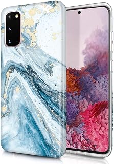 Jaholan Schutzhülle für Galaxy S20, TPU-Gel, ultradünn, leicht, weich, Marmor-Design, Blau