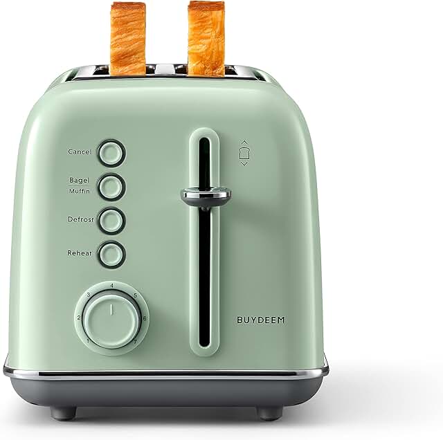 BUYDEEM DT620 2-Slice Toaster, Extra Wide Slots, Retro Stainless Steel w...
