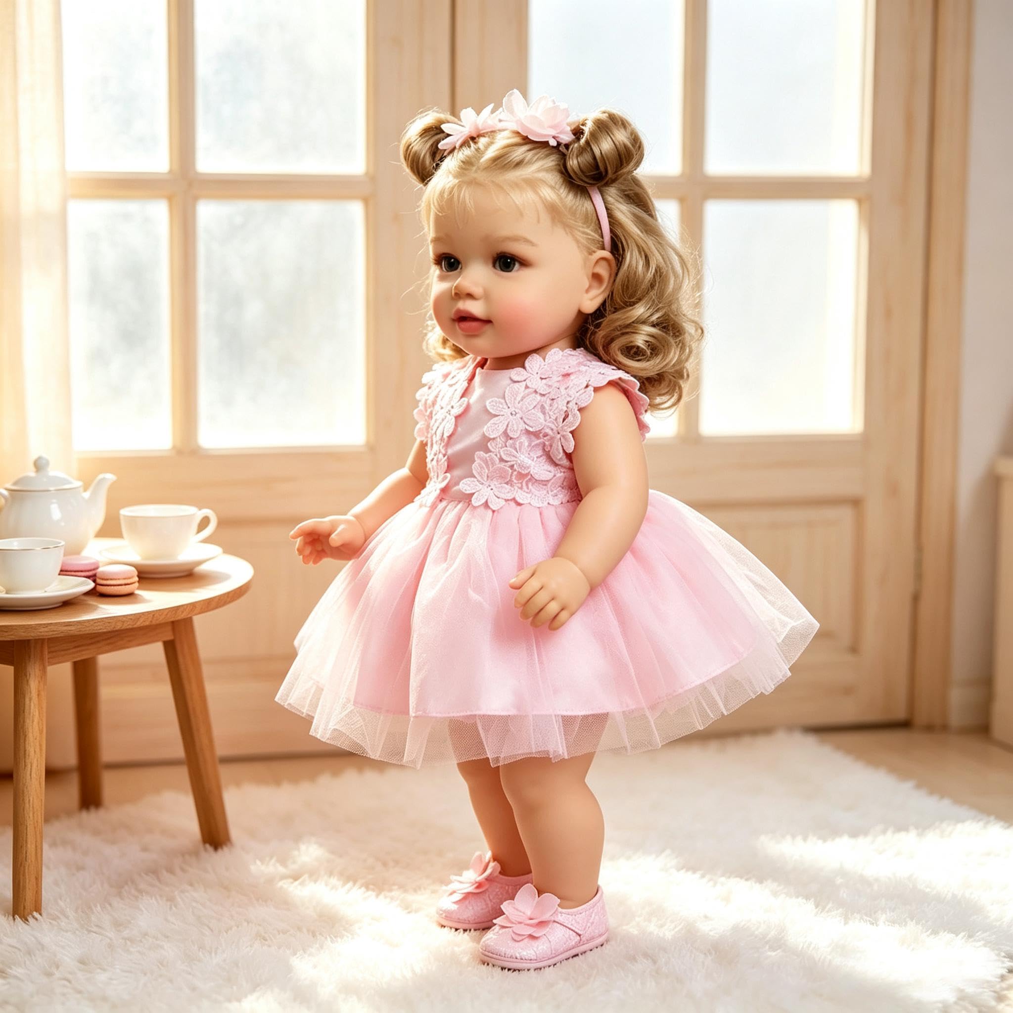 RXDOLL Duży rozmiar Reborn Baby Dolls Girl Pippa 66 cm realistyczne lalki Reborn maluch miękka tkanina winylowa obciążona lalka niemowlęca, która wygląda jak prawdziwe małe dziewczynki z sukienką