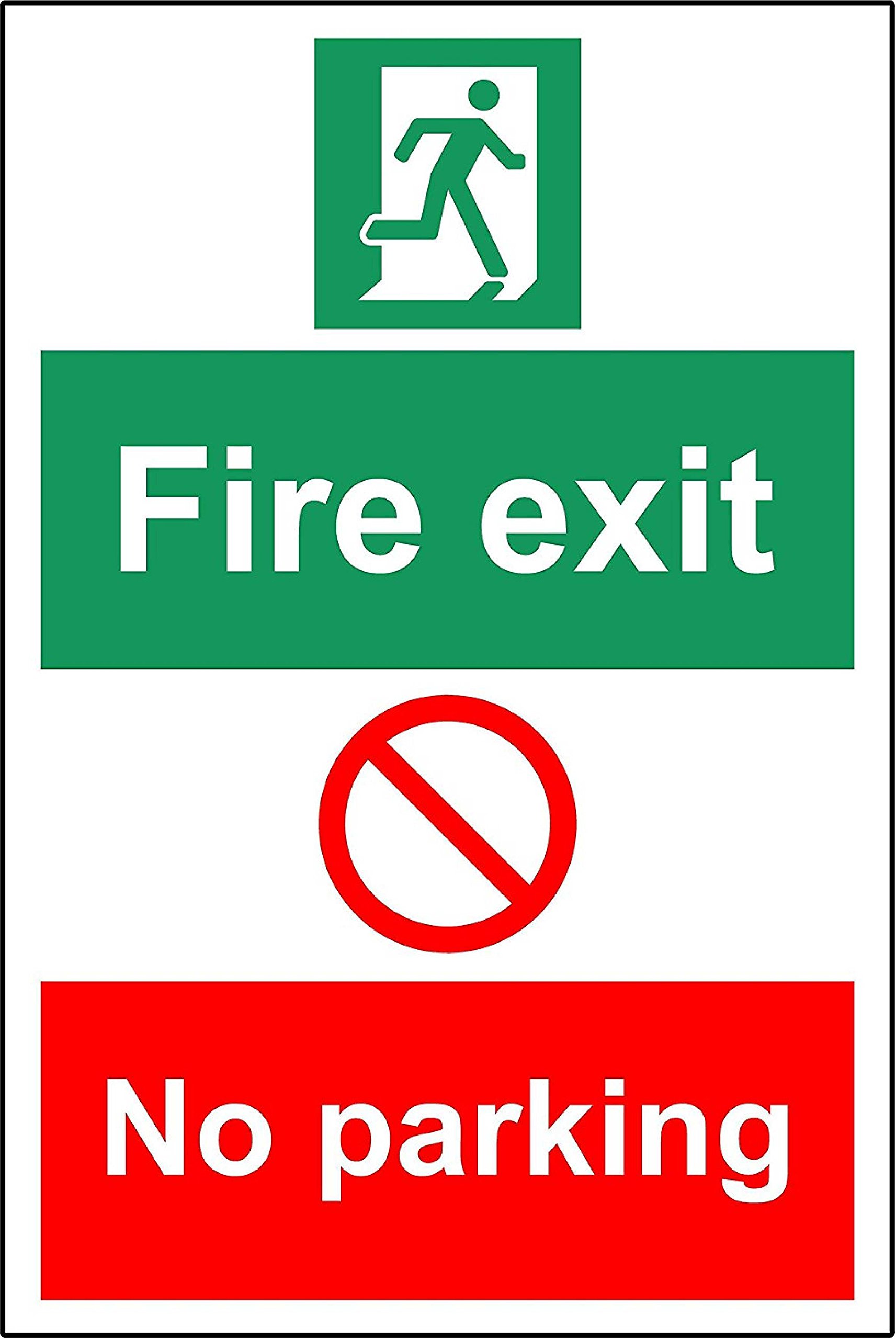 Kpcm Display Ltd Fire Exit No Parking Safety Sign - 3Mm Aluminium Sign 400Mm X 300Mm