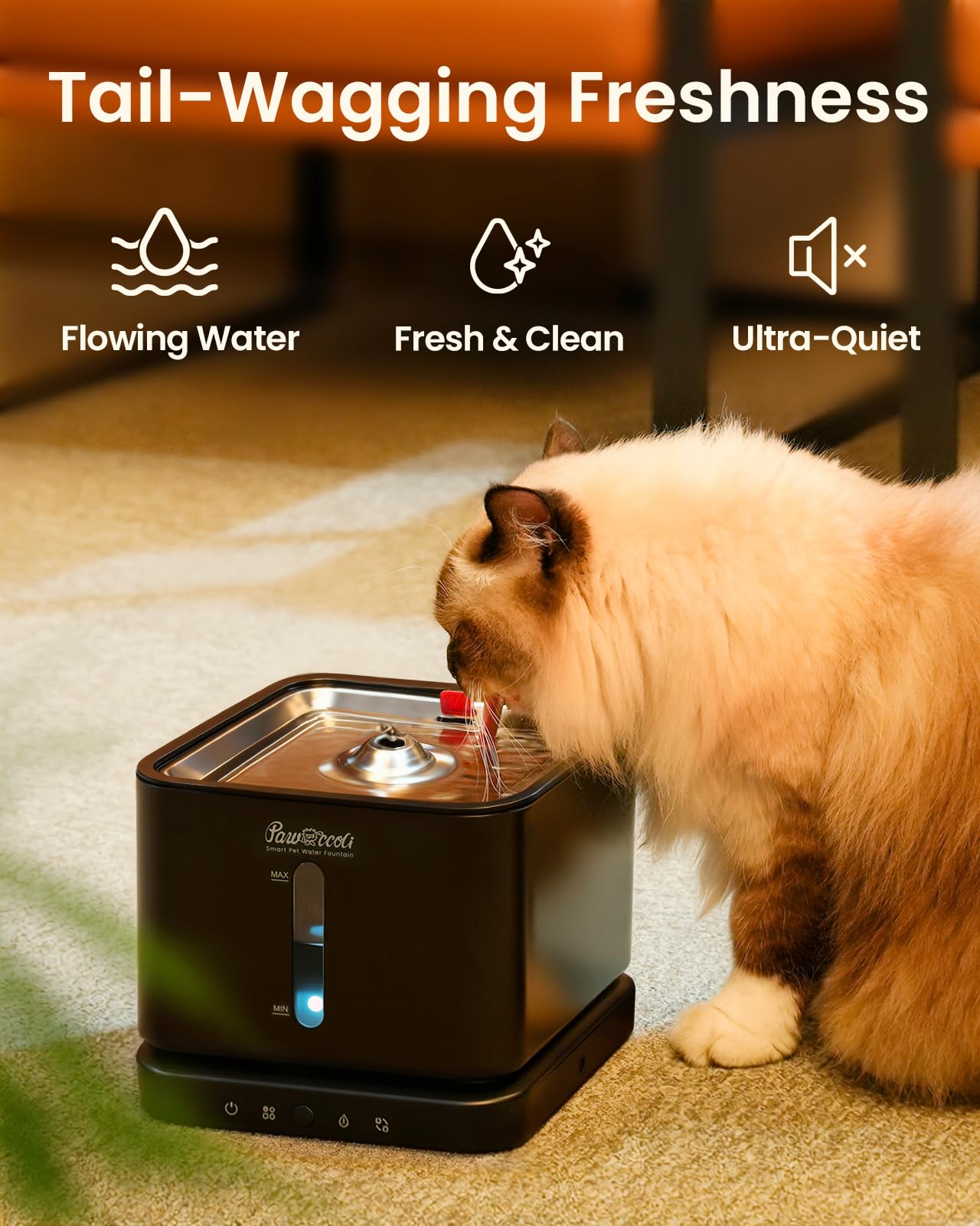 Cordless Cat Water Fountain, 3L/100oz Stainless Steel Tray, Cat Fountains for Drinking, Pet Water Fountains Indoor, Automatic Dog Water Bowl Dispenser, Rechargeable Battery Operated Black - image 8