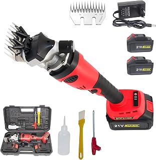 Cordless Electric Sheep Shears and Pet Grooming Clippers for Livestock Like Sheep, Cattle, and Alpacas with 21V Battery, Professional Fur Shaving Tool Kit