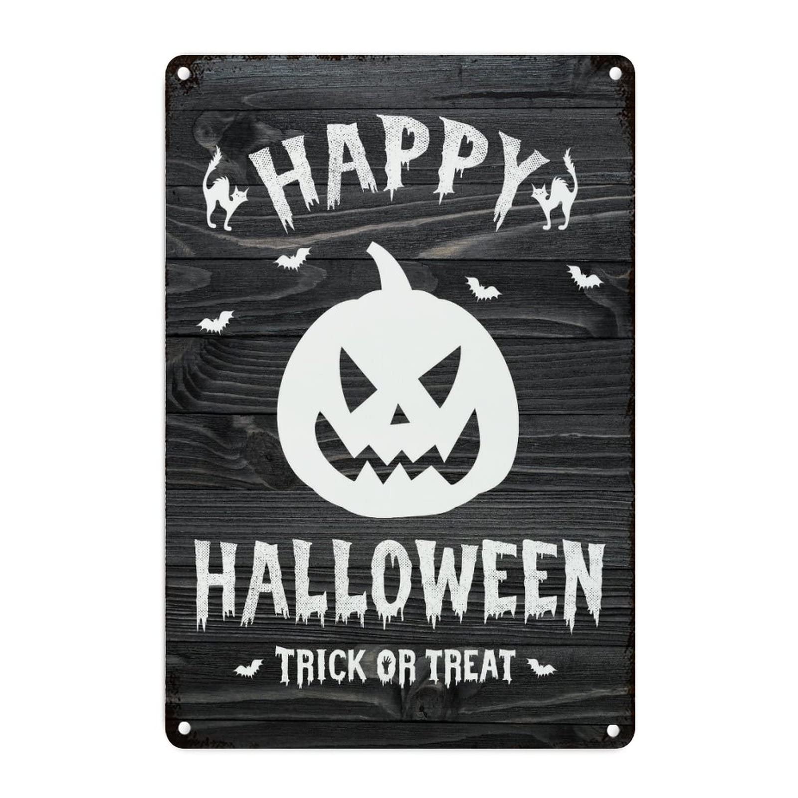 Plaque murale en métal Trick Or Treat et citrouille décorative rétro de 45,7 x 30,5 cm
