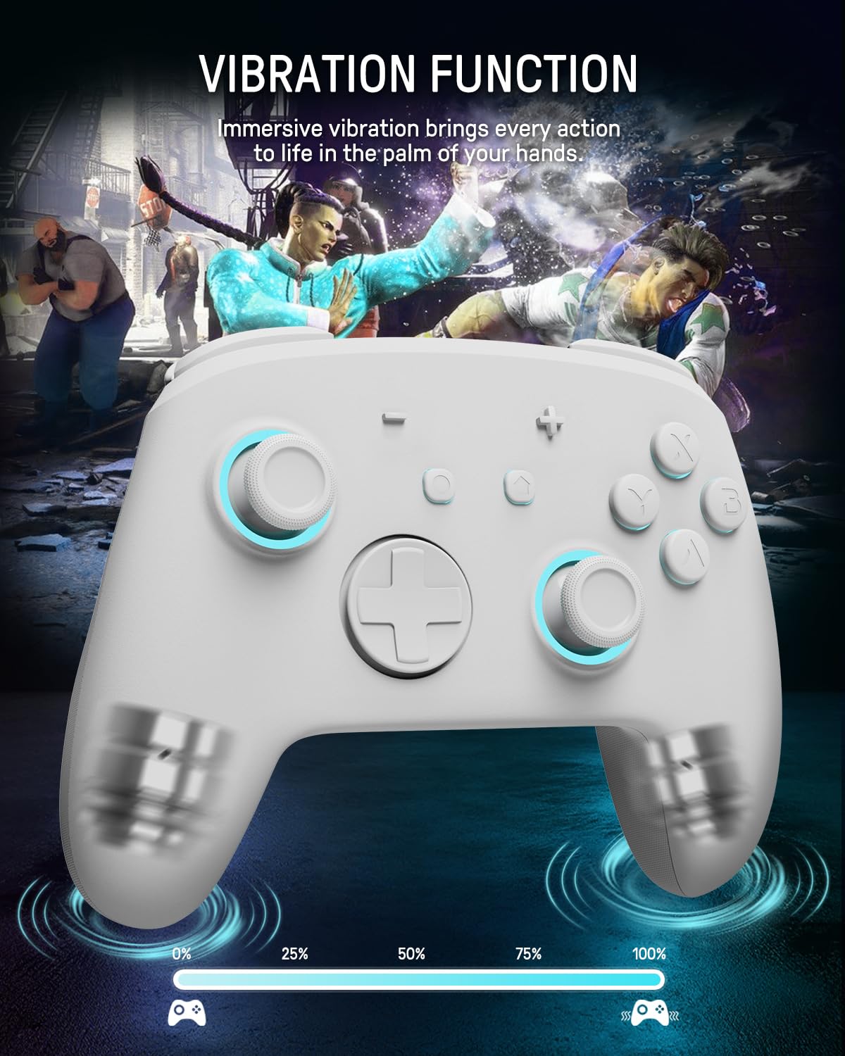 Manette Switch 2 Pro, Manette Switch Sans Fil Compatible avec Nintendo Switch 2/OLED/Lite, Firefly Bluetooth Switch 2 Pro Controller avec 7 Couleurs LED/Paddle/Turbo - Blanc