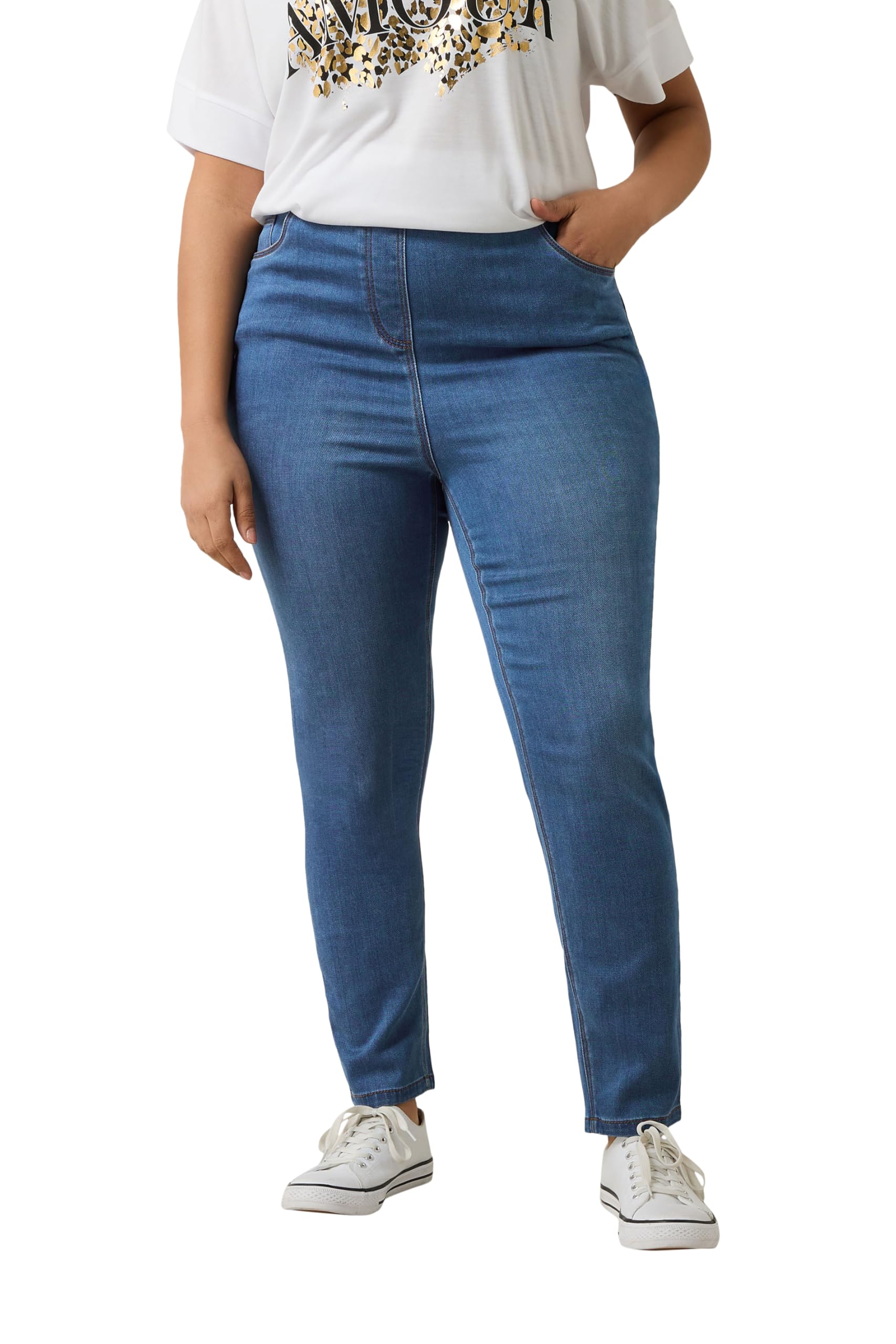 EVANS Curve Skinny Jeggings - Women's - Plus Size Curve Mid Blue