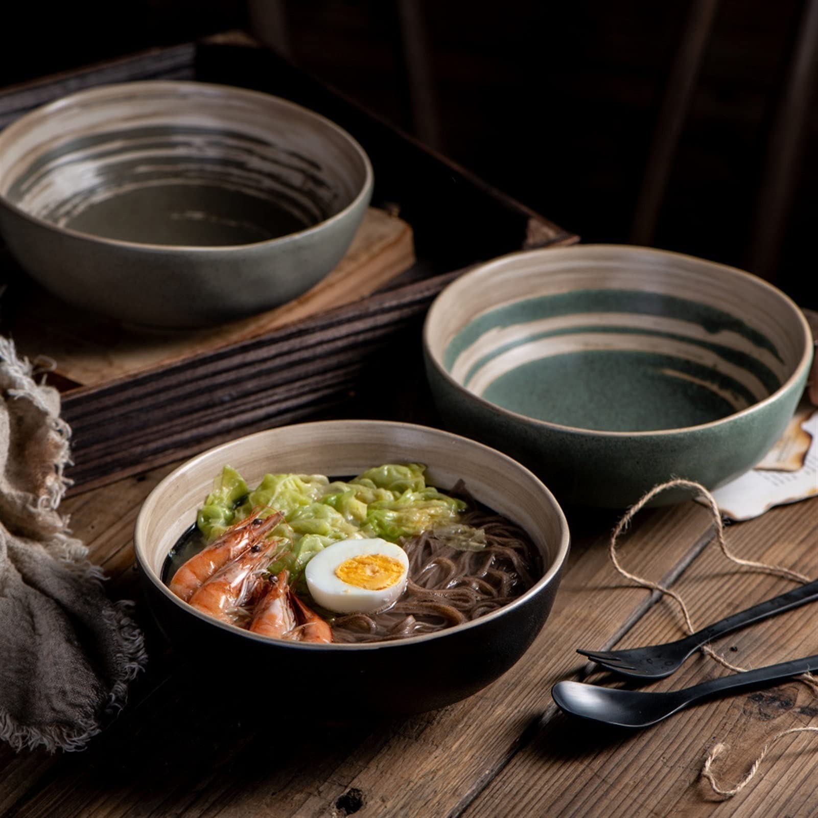 Mingmo Ryż, miski do zupy miska do serwowania makaronu miska kreatywna ceramiczna miska do zupy Ramen japońska miska Udon zastawa stołowa miski kuchenne (kolor: C)