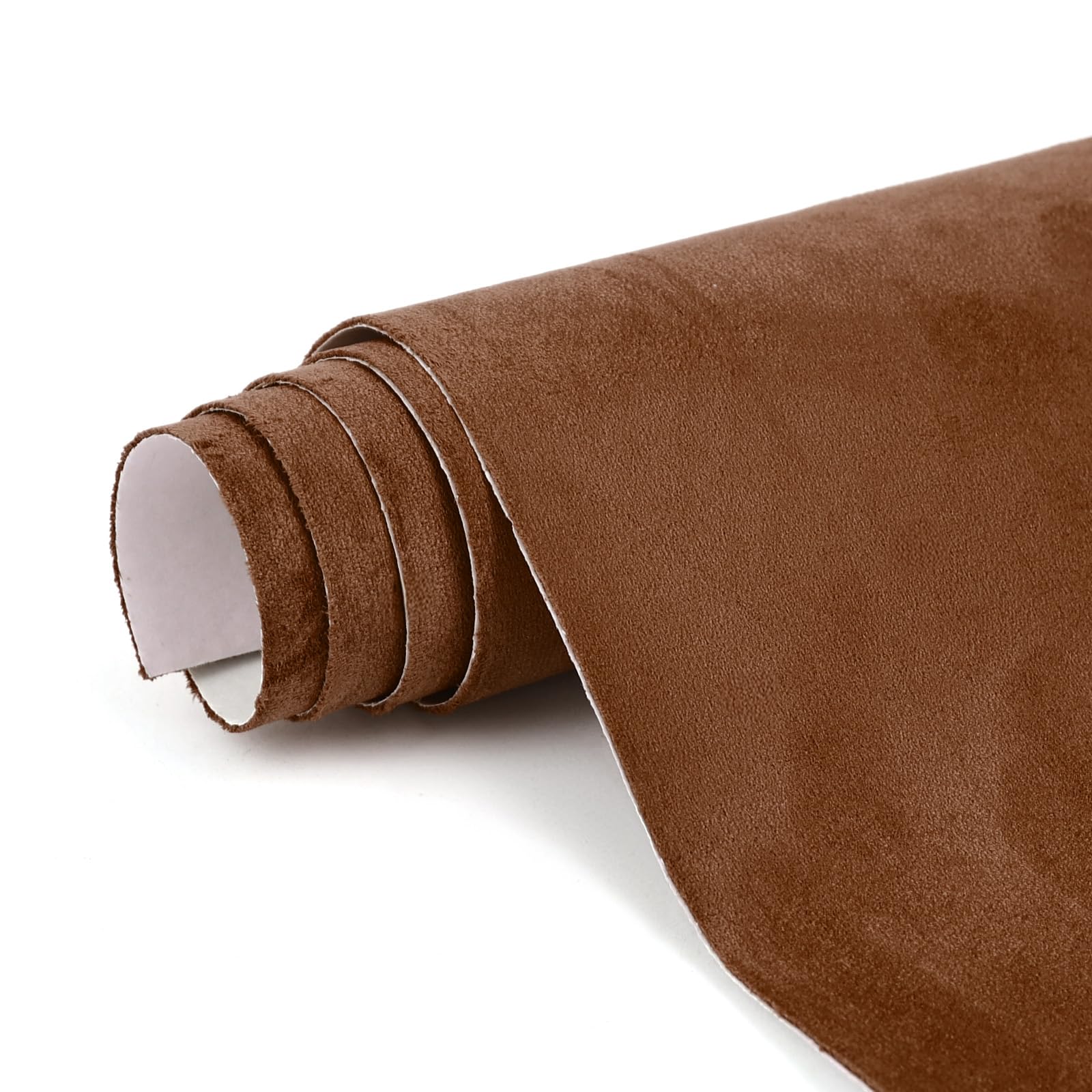 Premium Dark Brown Suede Fabric Wrap - 12x48 inch Suede Wrap for Car Interior - Self-Adhesive Microfiber and Synthetic Leather, Stretchable Interior Film for Car and Home Decor