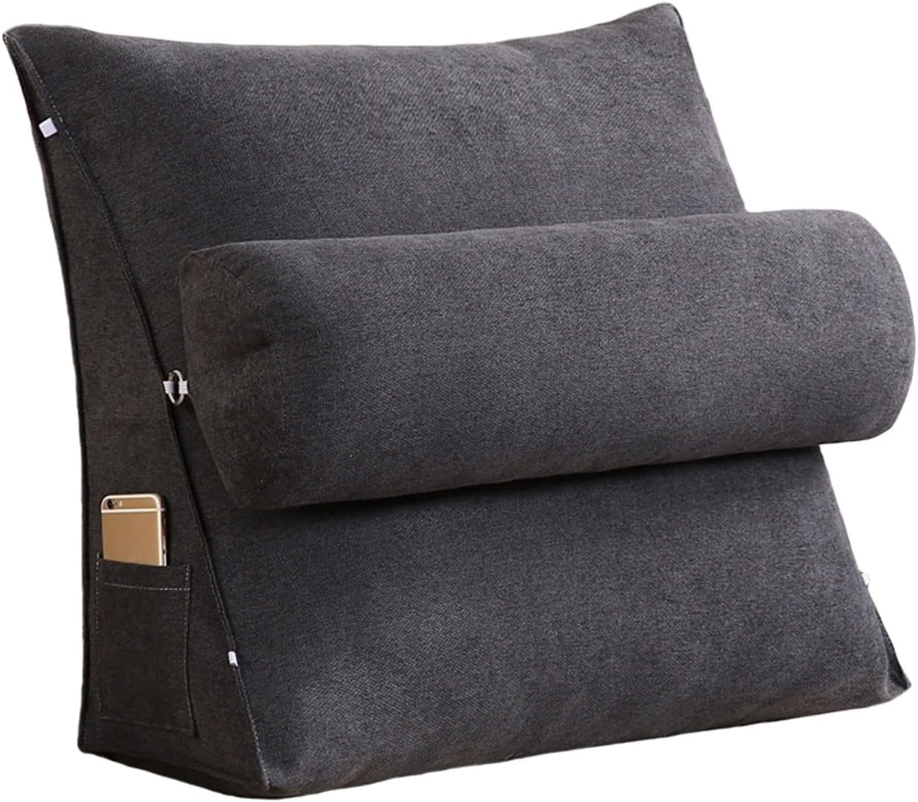Sofa Back Cushions for Couch Soft Reading Pillows for Sitting in Bed for Adult Wedge Pillow for Reading in Bed Headboard Pillows with Removable Headrest ( Color : Gray-03 , Size : 45 x 20 x 45 cm )