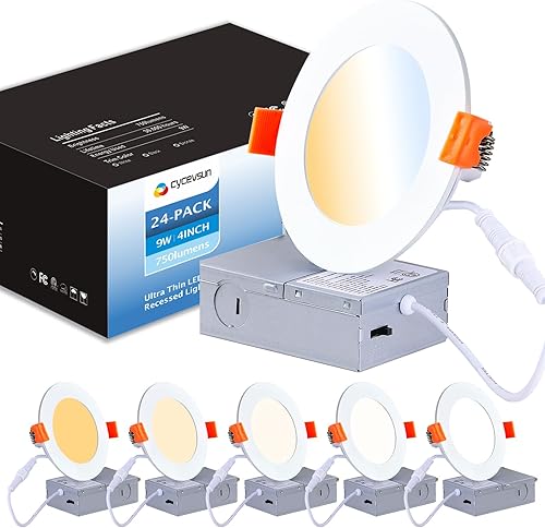 Miniatura 18 de CycevSun Luces empotrables negras sin lata de 6 pulgadas, iluminación exterior de soffito, regulables y 3000 K, 4000 K, 5000 K, seleccionables, 12
