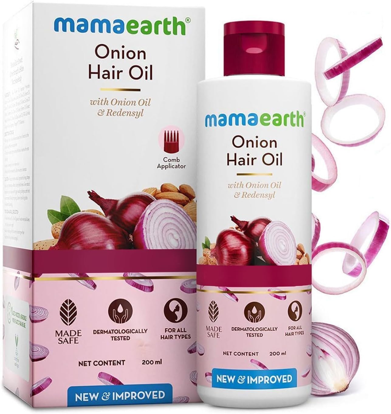 MAMAEARTH Onion Hair Oil with Onion Oil & Redensyl 6.76 Fl Oz (200ml)