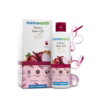 MAMAEARTH Onion Hair Oil with Onion Oil & Redensyl 6.76 Fl Oz 200ml