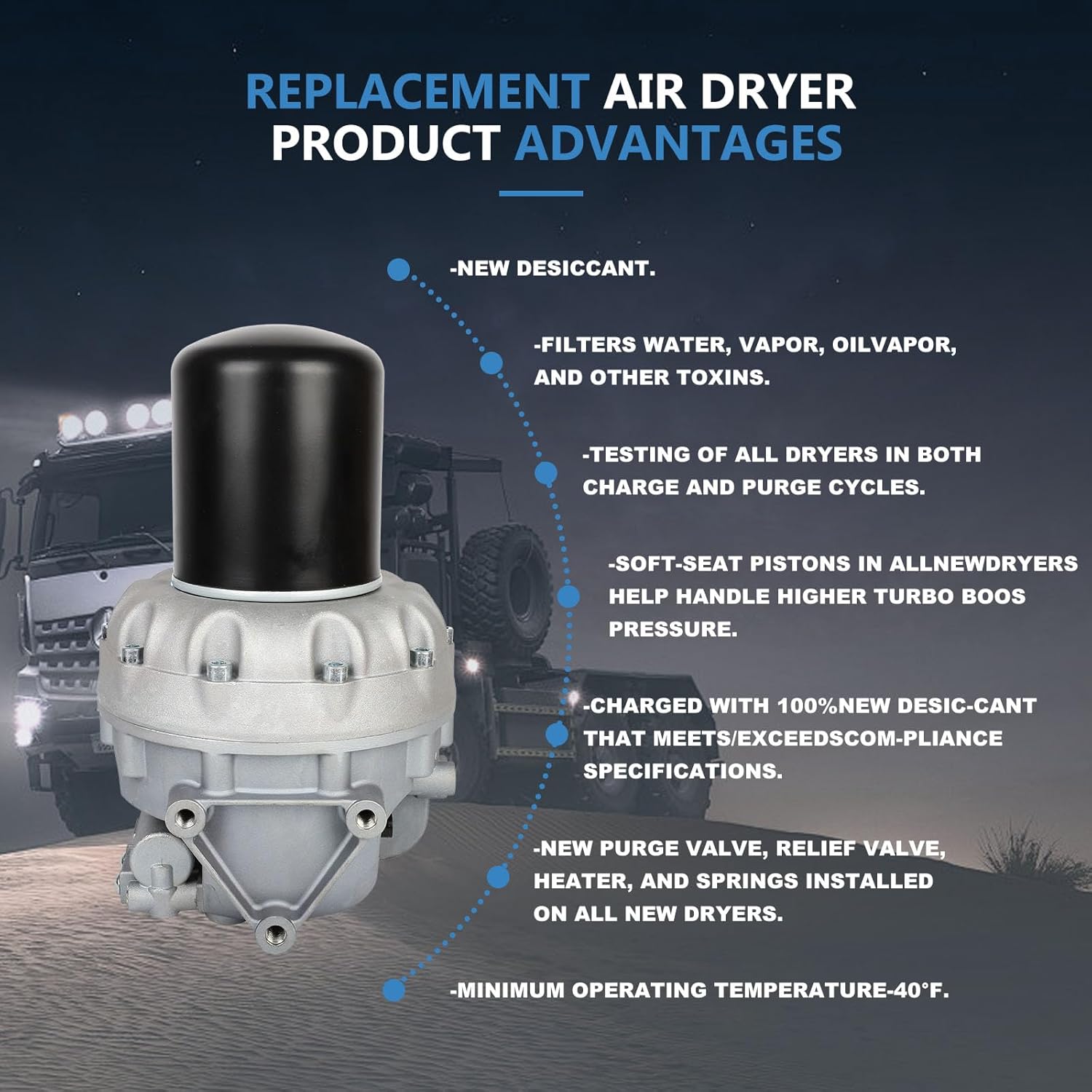 ECCPP Air Dryer Direct Replacement for Kenworth for Volvo for Freightliner Columbia 4324711010 12V