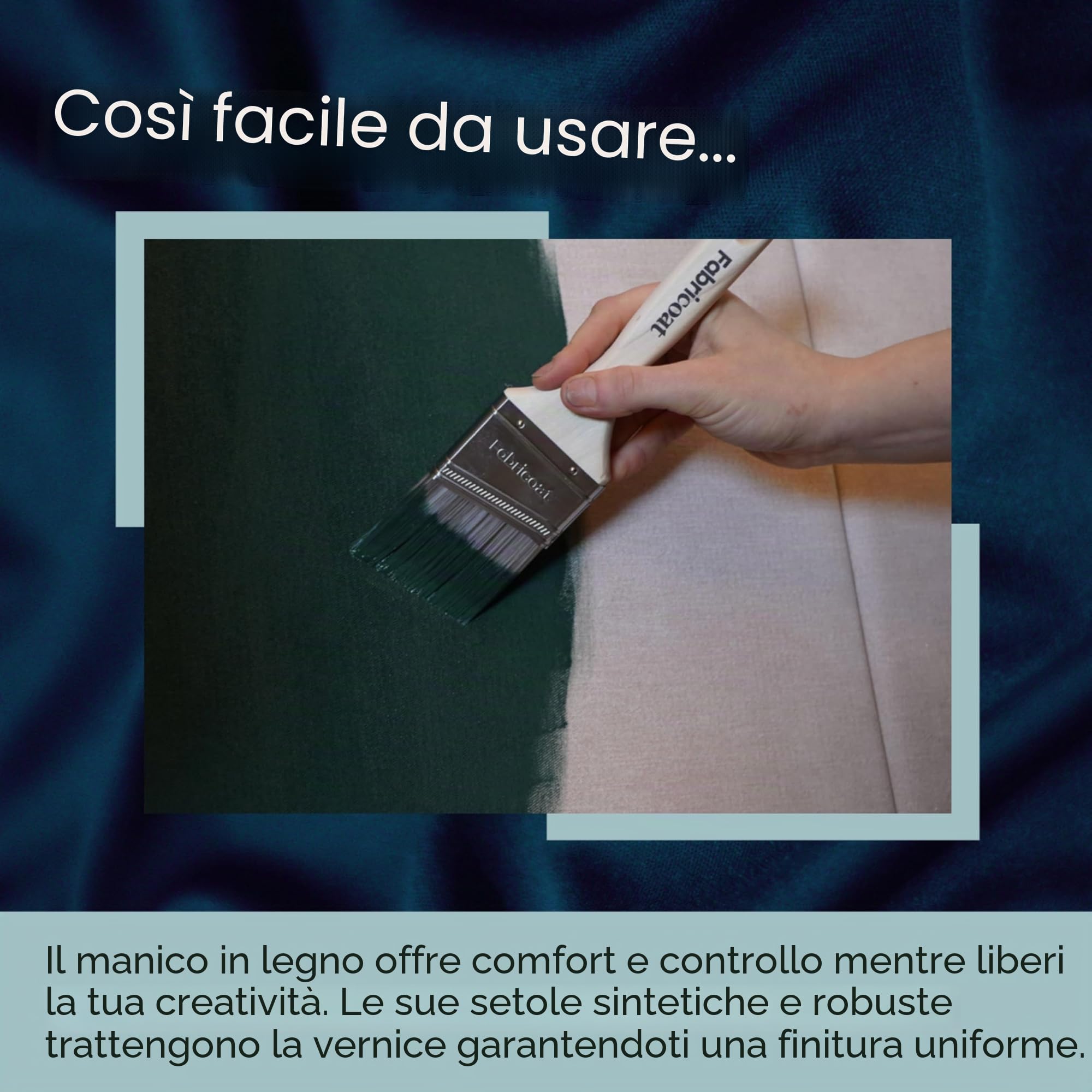 Pennello Fabricoat da 60 mm – Taglio angolato in pennello – Pennello a setole dure con manico in legno – Utilizzare per applicare la vernice per tessuti Fabricoat
