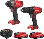 CRAFTSMAN V20 MAX Cordless Drill and Impact Driver, Power Tool Combo Kit with 2 Batteries and Charger (CMCK200C2AM),Lithium Ion