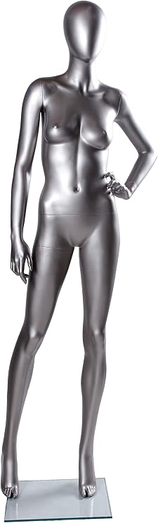 Silver and Chrome Female and Male Mannequin