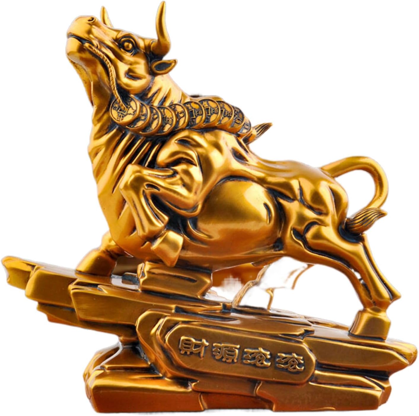鎏金铜招财牛树脂工艺品礼品财源滚滚客厅家居装饰品摆件 Feng Shui Home Office Decor Chinese Gifts 7794