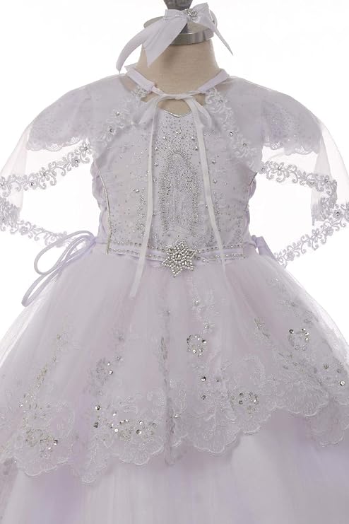 Amazon.com: Vestido de bautizo blanco para niñas Virgen María Guadalupe de  organza diadema para bebés y niños, 5T : Ropa, Zapatos y Joyería