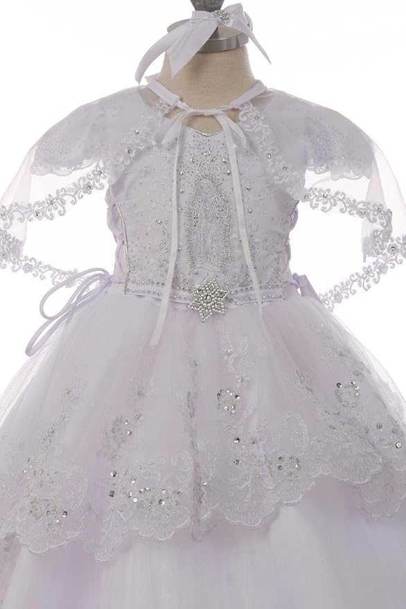 Amazon.com: Vestido de bautizo blanco para niñas Virgen María Guadalupe de  organza diadema para bebés y niños, 5T : Ropa, Zapatos y Joyería