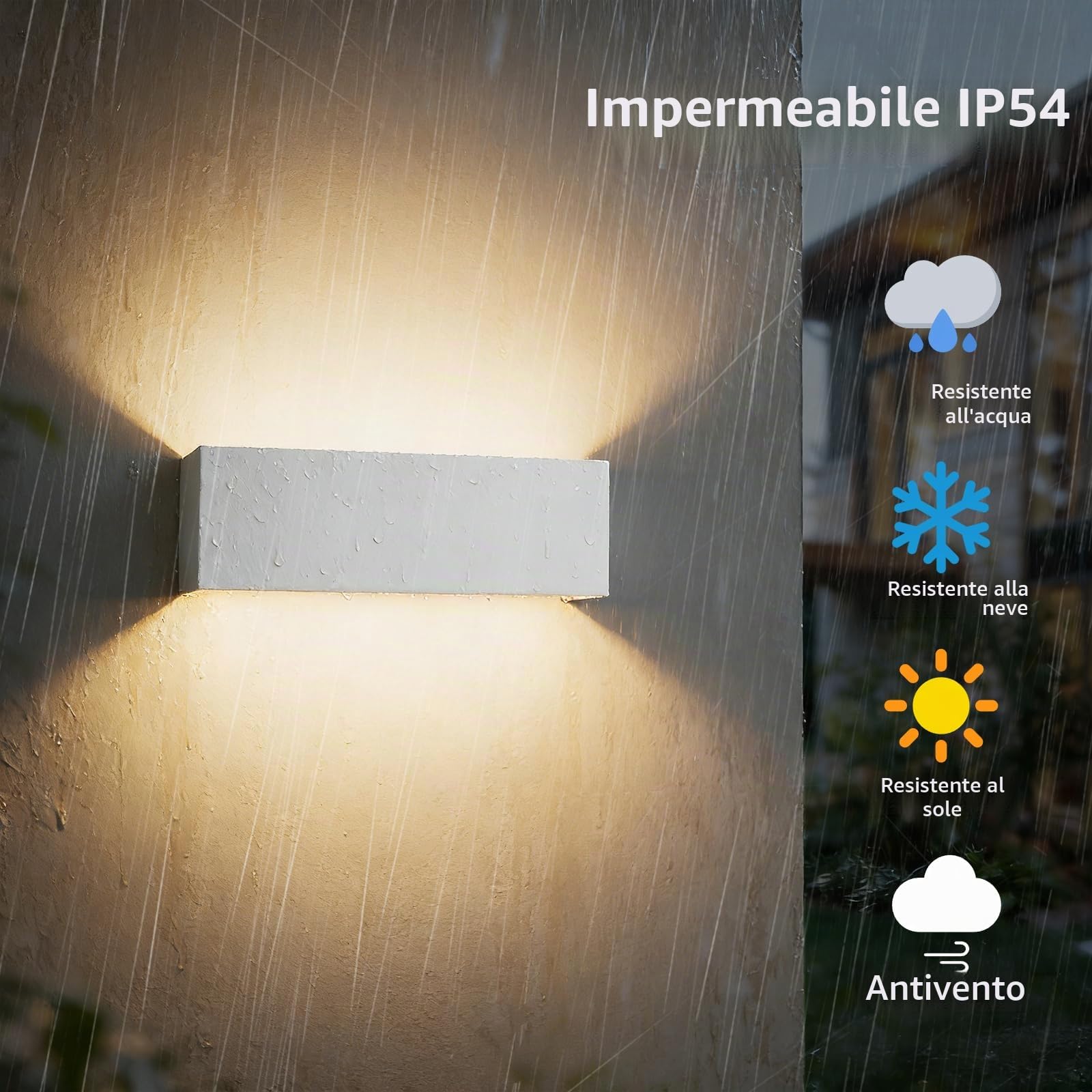 Klighten Applique da Parete per Interni/Esterni Bianco Caldo 3000K G9 Sorgente Luminosa Sostituibile, 27W Lampada da Parete Angolo del Fascio Regolabile Aplique IP54 Impermeabil (Bianco)