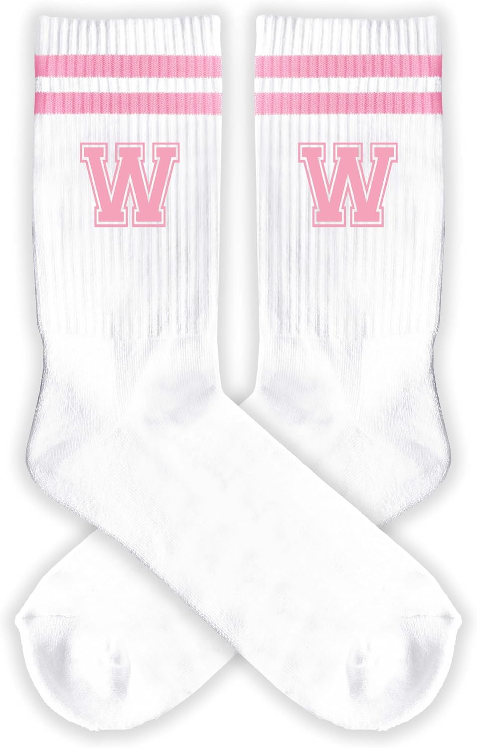 Pink And White-Striped Letter Socks, Sports Socks For Women, Pink Team socks, Friends And Family, Birthday Gift. image 4