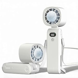 Ice Cooling Handheld Fan, Super Turbo Personal Fan that Blows Cold Air, 5000mAh Rechargeable Small Desk Fan with Semiconductor Cooling Plate, Mini Hand Fan for Travel, Beach (white)