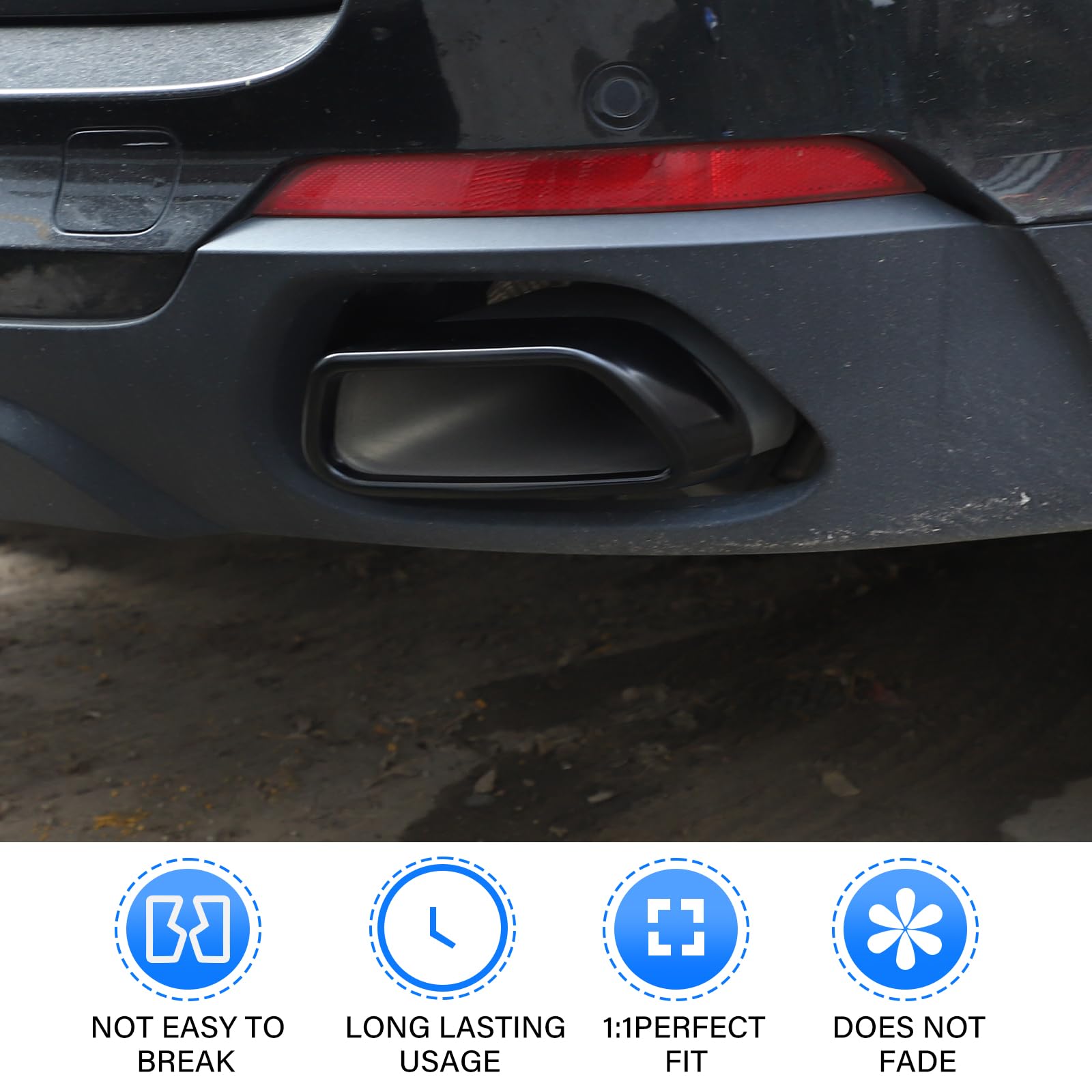 Für X5 F15 2014-2018 X6 F16 2015-2019 Edelstahl Schalldämpfer Auspuffrohr Throat Tail Cover Trim (Schwarz (Regular Version))