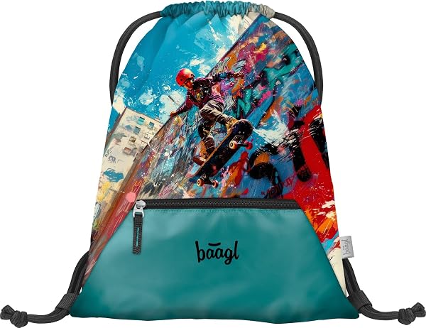 Baagl Turnbeutel für Mädchen - Wasserdichte Schuhbeutel für Kinder - Schule und Kindergarten Sportbeutel, Sportsack - 5