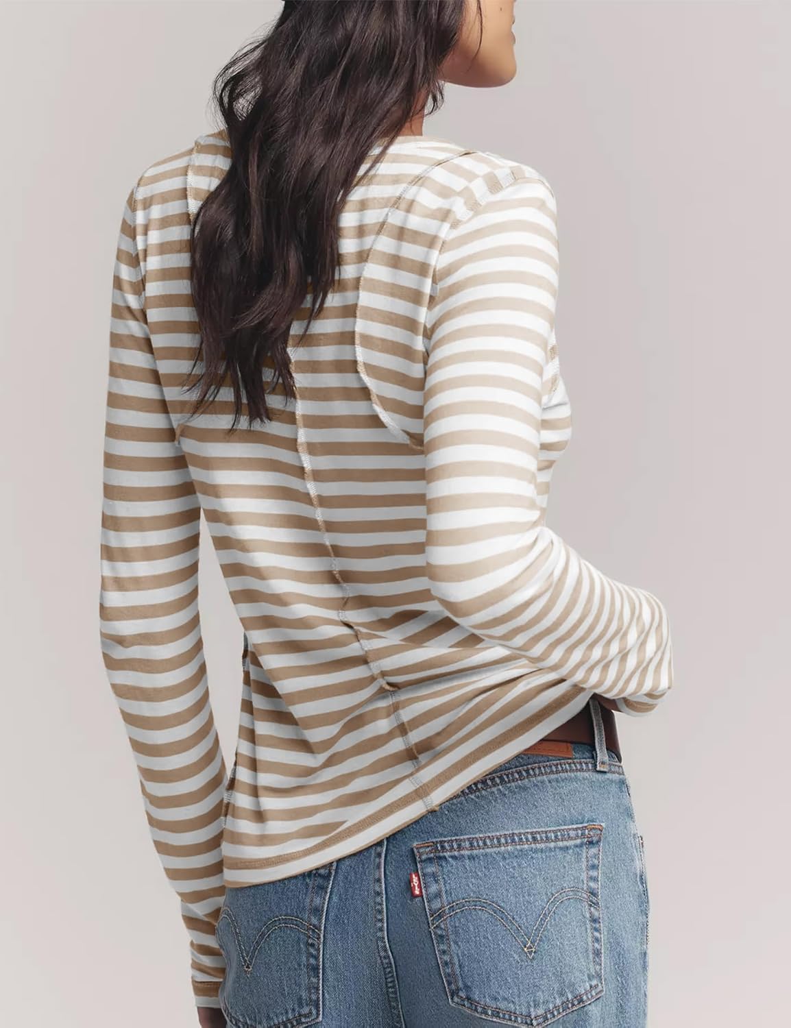 Fanway&EC Women's Basic Long Sleeve Striped T Shirts Casual Crewneck Blouses Tunic Tops - Image 2