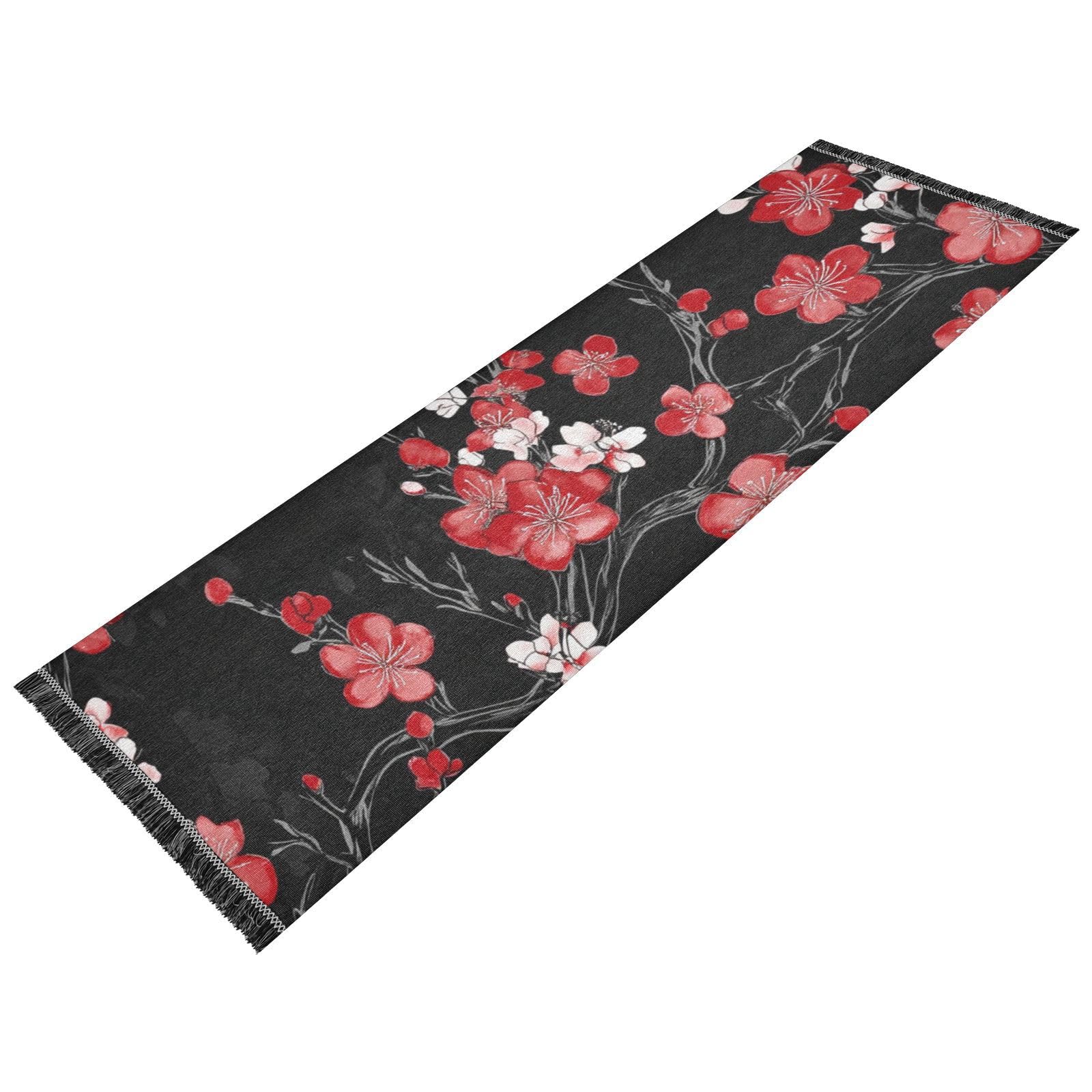 siphylline Bedroom Runner Machine Washable Non Slip Laundry Rug Runner Tassel Floor Mats for Kitchen Bedroom Living Room Home Decor Black and Red