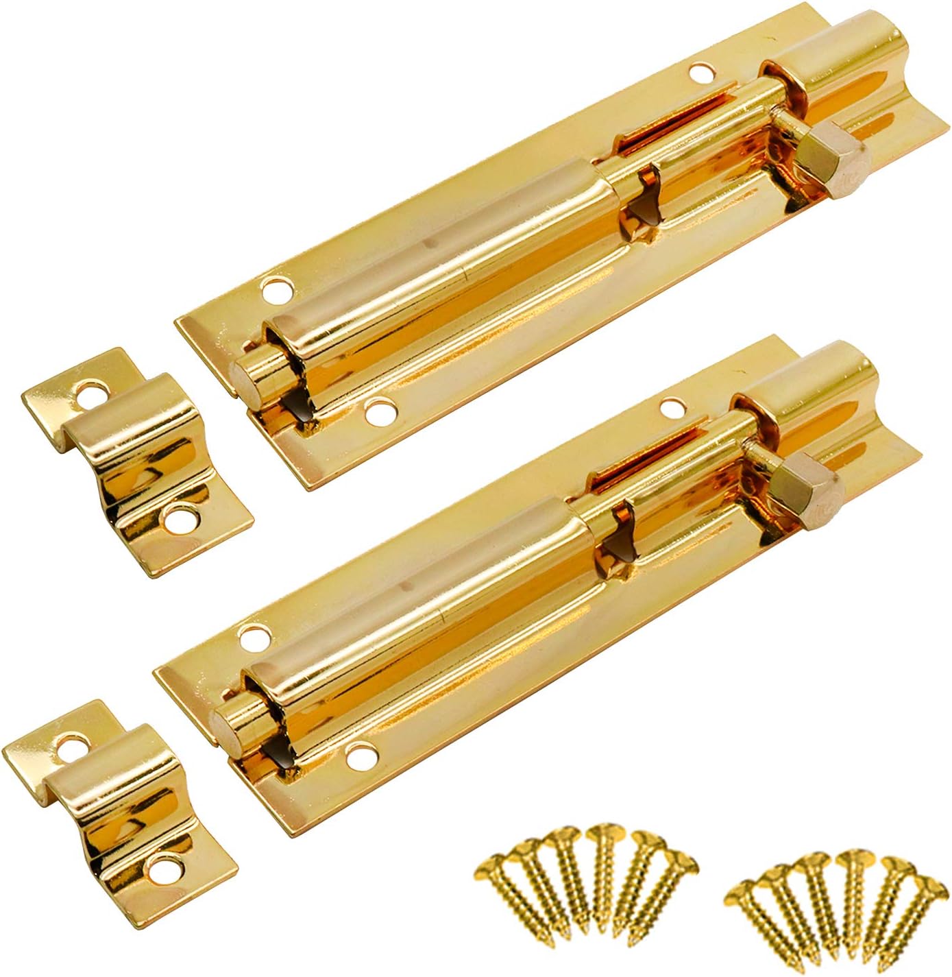 LC LICTOP 1.5 Inch Stainless Steel Barrel Bolt Latch, 2Pcs Black Slide Lock for Cabinet, Window, Gate and Door Security, Sliding Bolt Latches for Fence, Shed and Barn Doors
