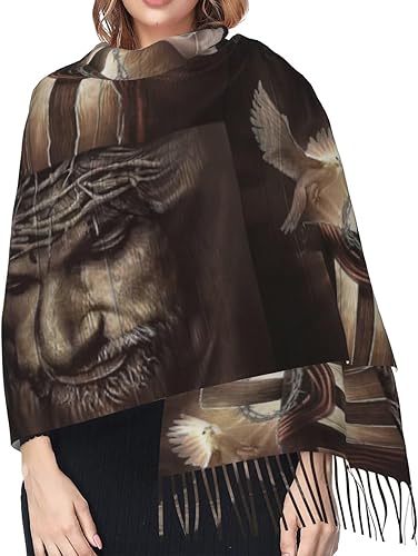 Miniatura 4 de ZTUOECV Bufanda con borlas, chal envolvente para mujer, vestidos de noche de otoño e invierno, bufandas, regalos cristianos únicos