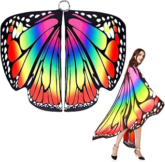 Cape Ailes De Papillon Adulte 168x135 Cm Avec Masque Et Bandeau - Déguisement Pour Carnaval, Halloween, Fête (polyester)