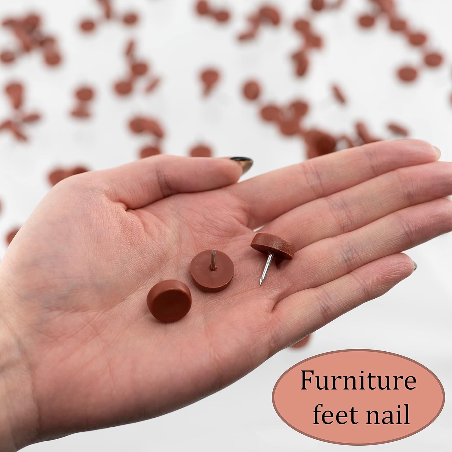 AERZETIX - C65822 – Pack of 10 Sliders for Round Nailing Chair Legs Diameter 16 mm Plastic – Cherry Colour – Furniture Table Cabinet Dresser Cupboard Bed Accessory Protection Floor Sofa