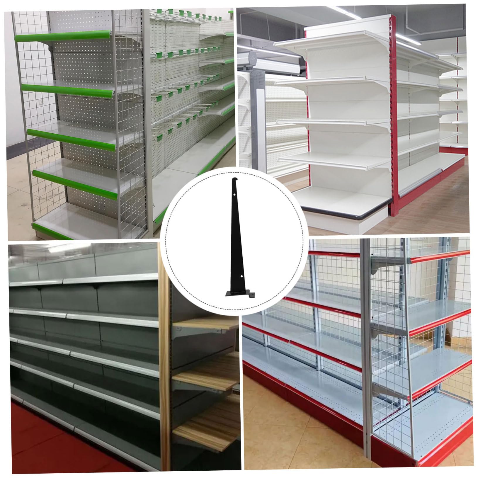 Set di 6 Supporti per Mensole da Parete in Ferro Nero, Resistenti e Facili da Installare, per Negozi e Magazzini, Supporti Versatili per Scaffali Robusti