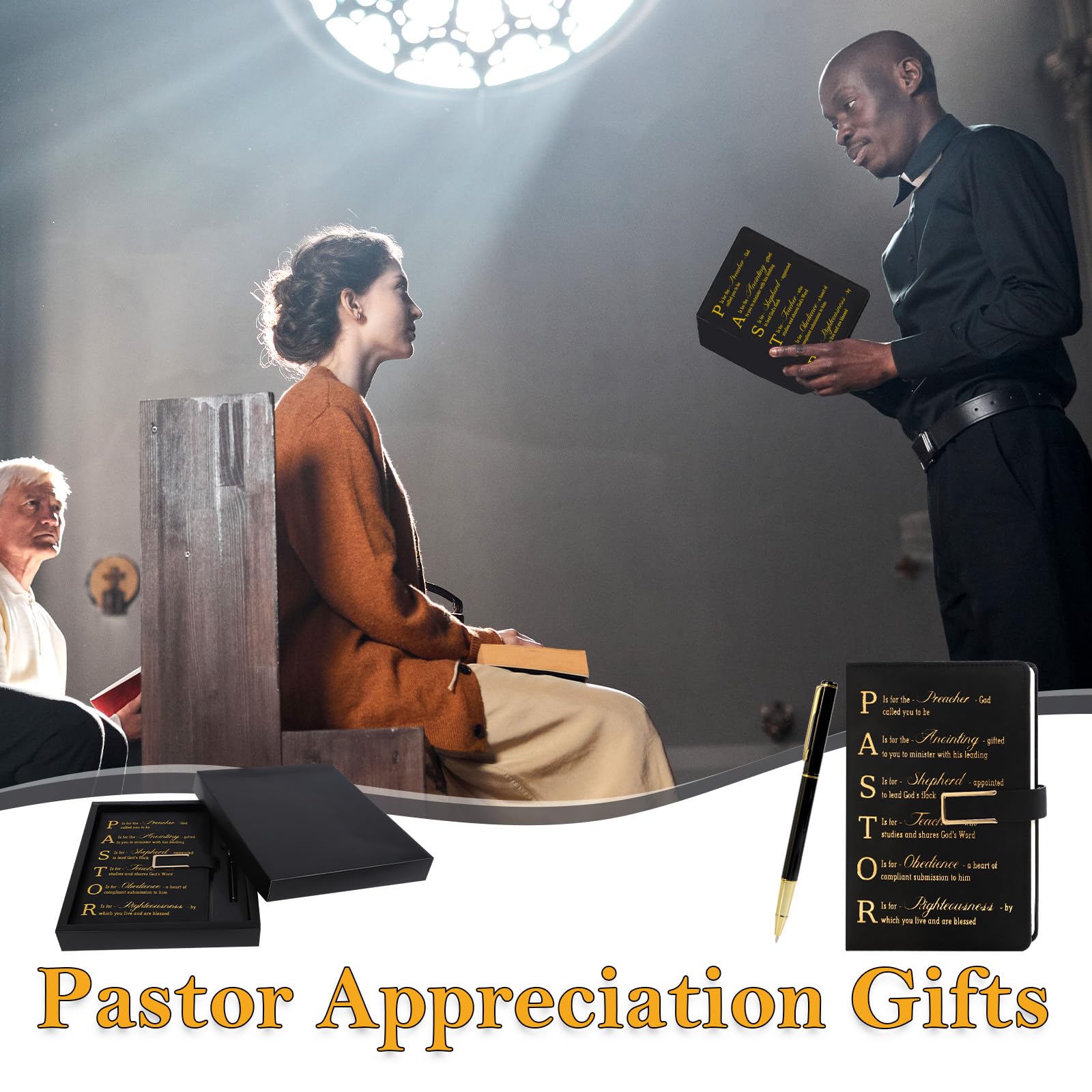 Keluna Pastors Appreciation Gifts Set - Pastors Fathers Day Christmas Retirement Easter Anniversary Church Birthday Gifts, Include a Journal Notebook and Clergy Pen for Ordination Minister Priest
