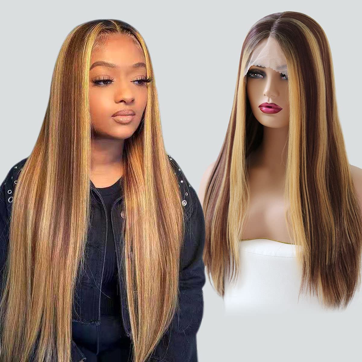Long Straight Ombre Blonde Synthetic Wig with Lace Kuwait Ubuy