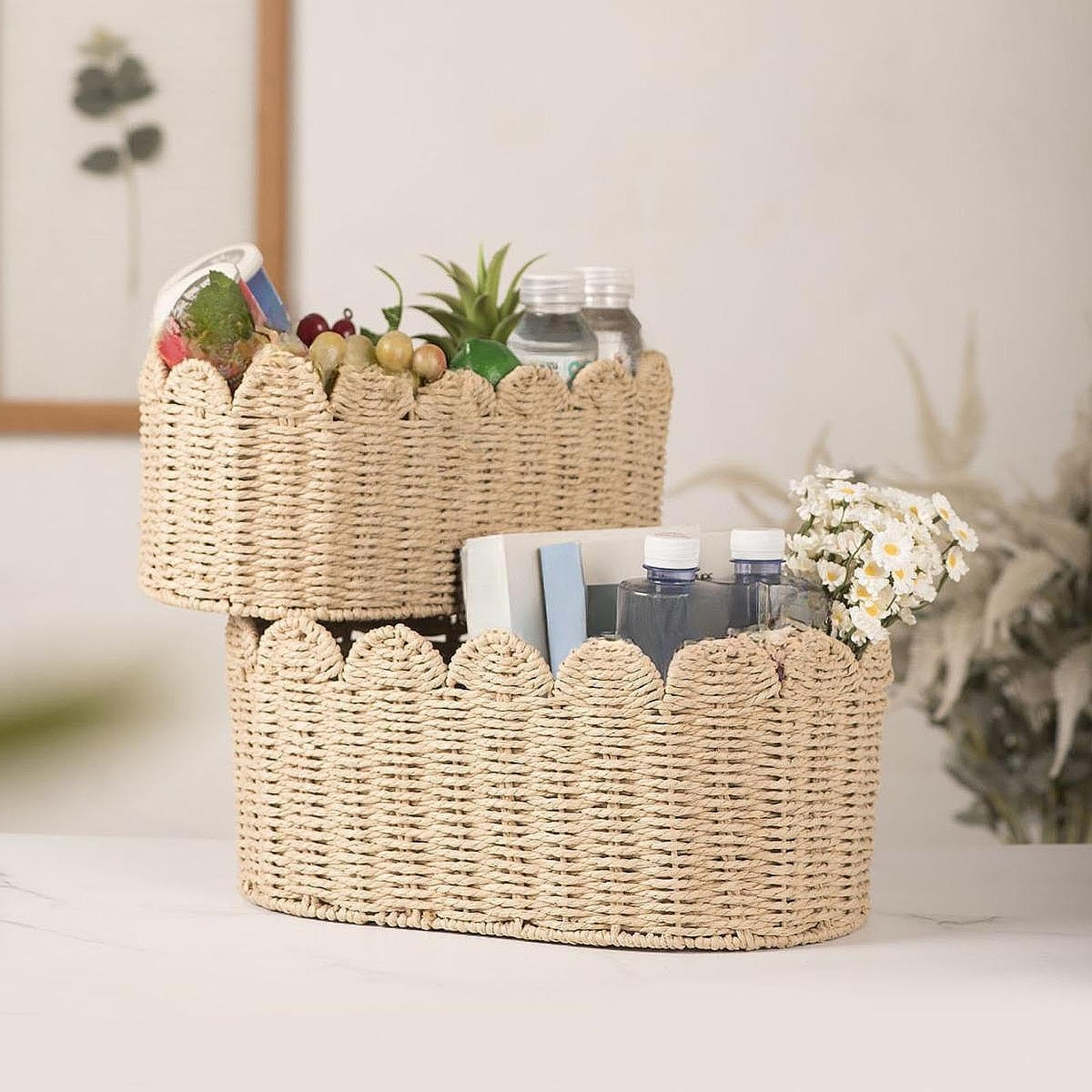BNF®Handwoven Storage Basket Desktop Cosmetic Box for Shelf Countertop Farmhouse Large|Home & Garden|Household Supplies & Cleaning|Home Organization|Storage Bins & Baskets 3