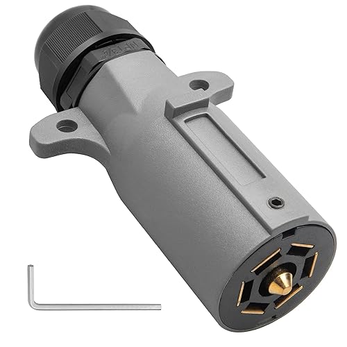 Oyviny Enchufe de remolque RV de 7 pines con sello impermeable IP68, desmontable de 7 vías redondas estilo RV, conector lateral de remolque de 7