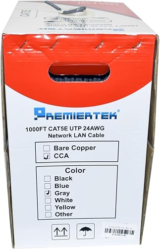 Miniatura 3 de 1000 pies Cat5e 24AWG CCA UTP sólido 4 pares de cable LAN Ethernet de red a granel blanco (CAT5E-1KFT-W)