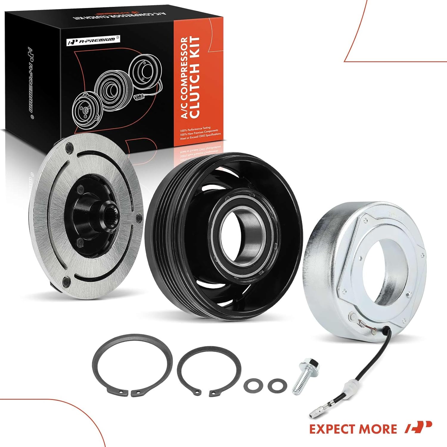 A-Premium Air Conditioner AC Compressor Clutch Kit Compatible with BMW E53 Series X5 2003 2004 2005 2006 3.0L