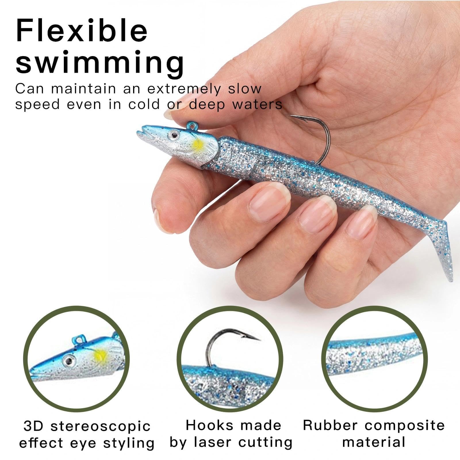 6 Piezas Señuelos de Pesca Goma Suave Señuelos con Anzuelos Artificiales de Pesca 12 cm Señuelos Pesca Mar 3D Cebos de Pesca Paddle Tail Señuelos para Lubina Lucio Carpa Trucha (22g)