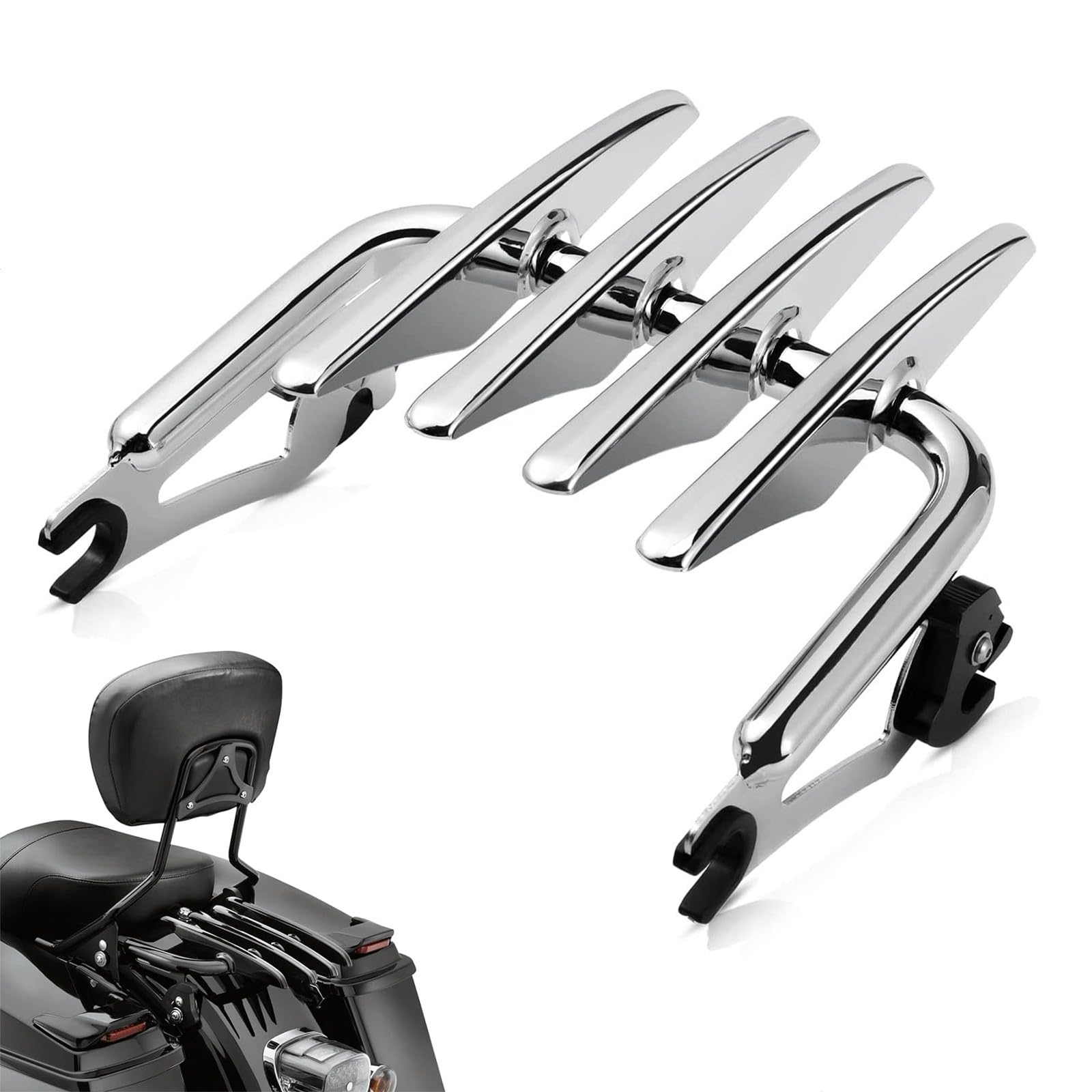 Motorrad-Heckgepäckträger Kompatibel mit Harley Touring Street Glide Road King Electra Glide 2009-2024 Chrom-Top-Box-Halterung Stützhalterung Motorradzubehör
