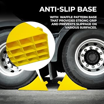 Berry Heavy Duty Wheel Chock with Handle | 45x 25CM Plastic Wheel Stop - Yellow | Portable Non-slip Parking Block | Honeycomb Tire Chock for Cars, Commercial Vehicles, Trucks (1 Pcs)