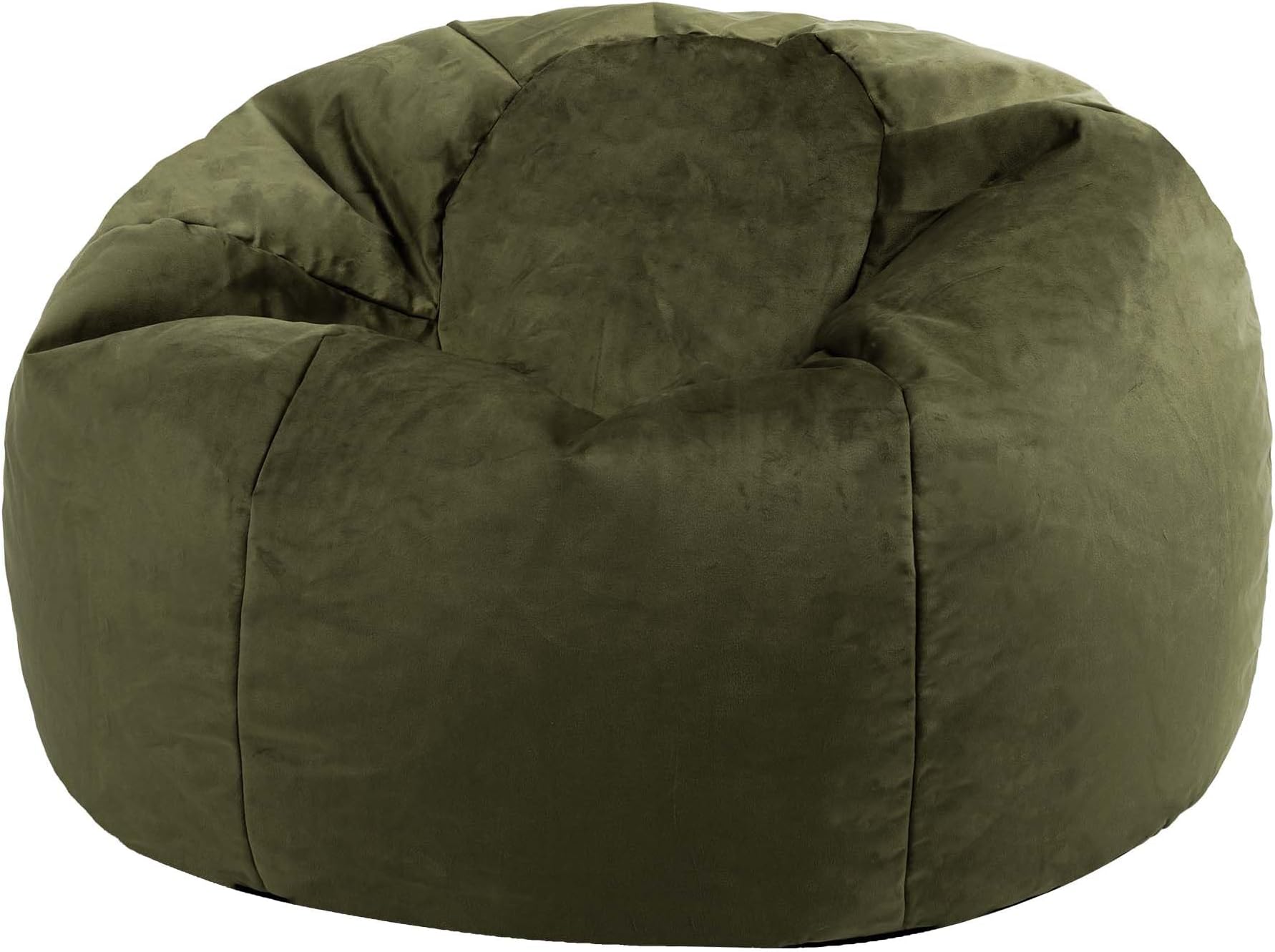 icon Kingston Velvet Bean Bag, Olive Green, Large Adult Bean Bag Chair with Filling Included, Accent Chair, Living Room, Living Room Furniture, Bedroom Furniture