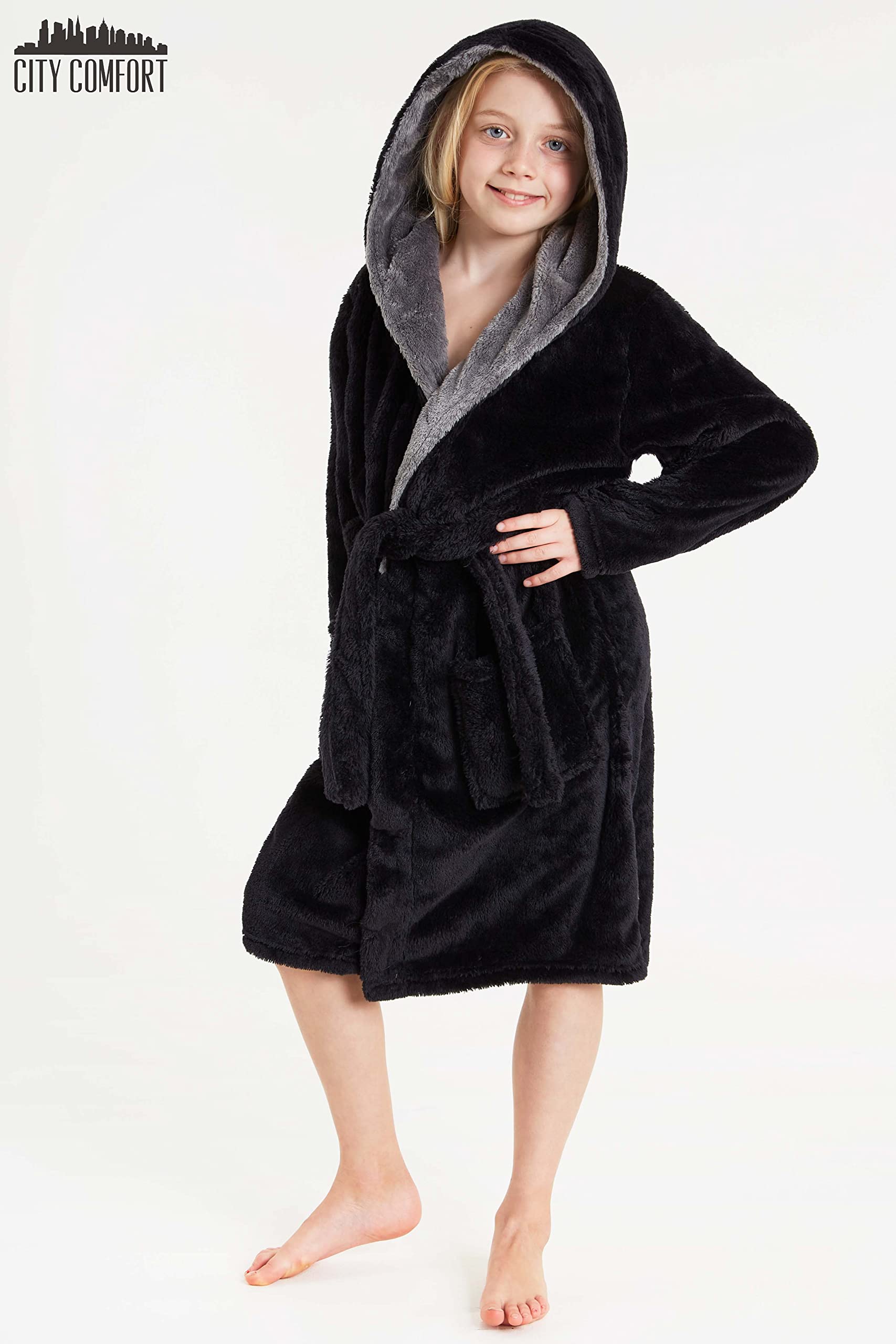 CityComfort Robe de Chambre Polaire Enfant, Peignoir Garçon Fille en Pilou, Taille Enfant et Adolescent 7-14 Ans