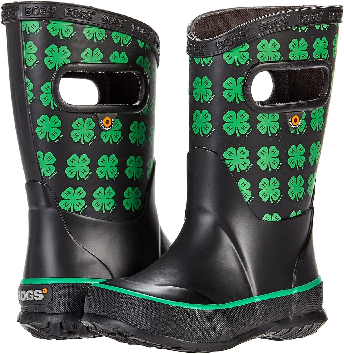 Bogs Kids Rainboot Rain Boot, 4H Print-Black, 2 US Unisex Big